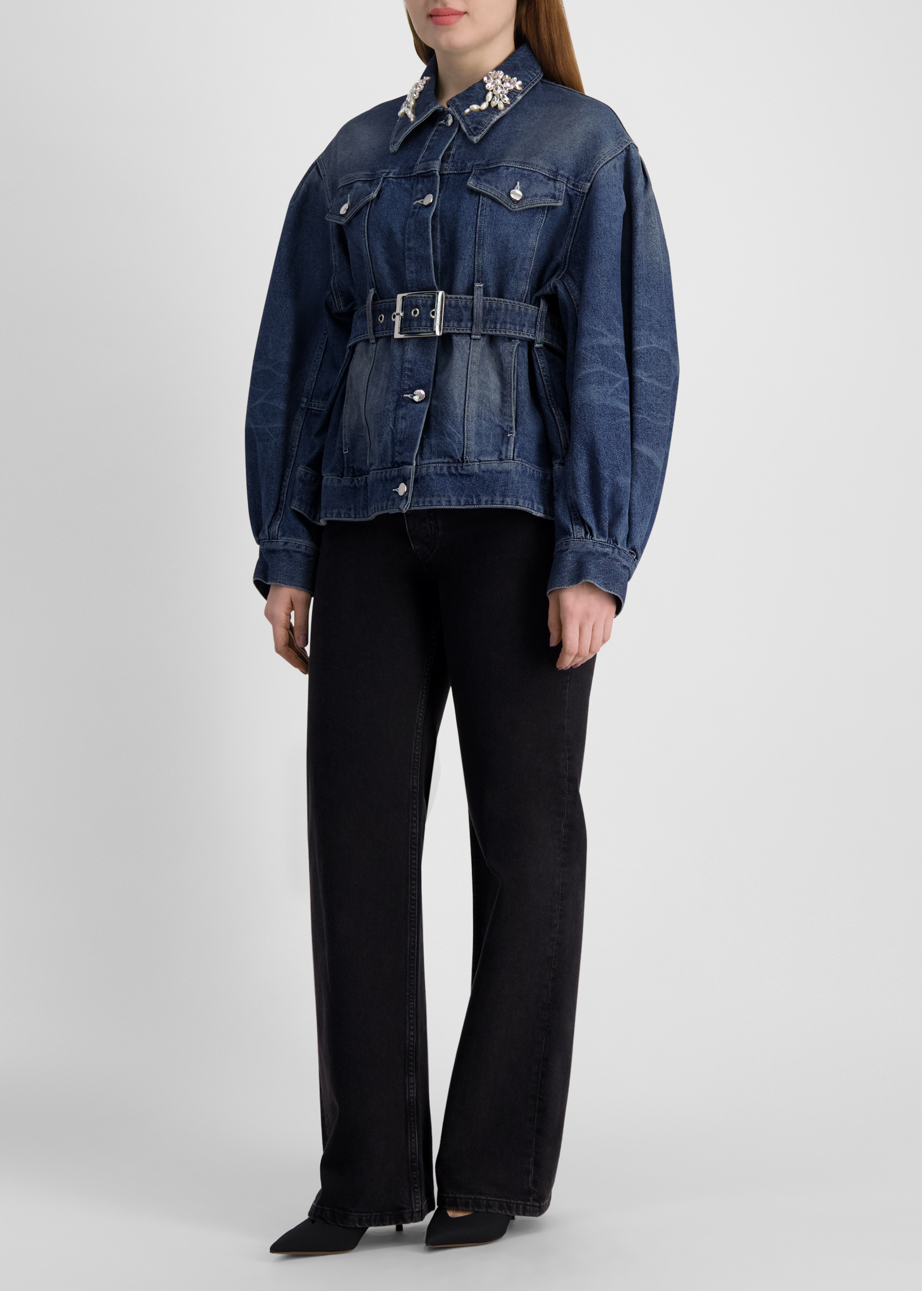 Belted denim jacket