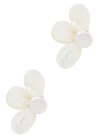 Fada white sculpted clip-on stud earrings